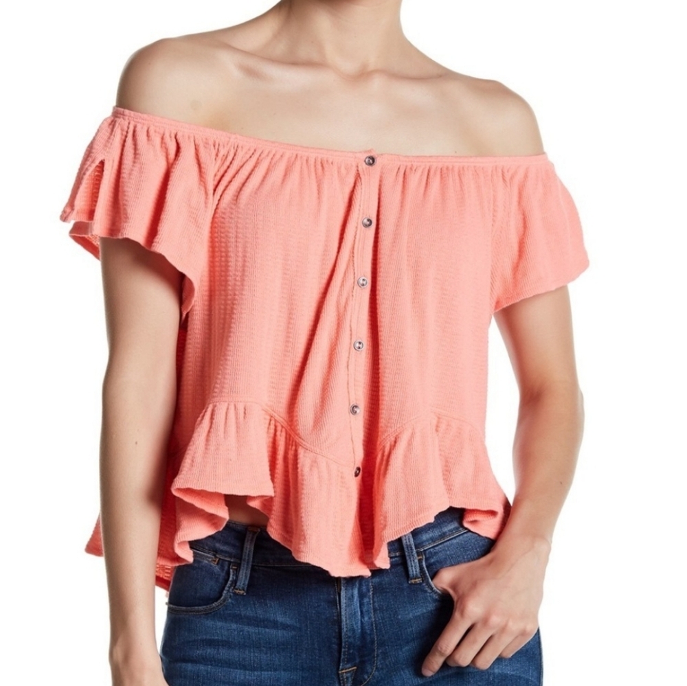 We The Free Coral Mint Julep Top Size Large